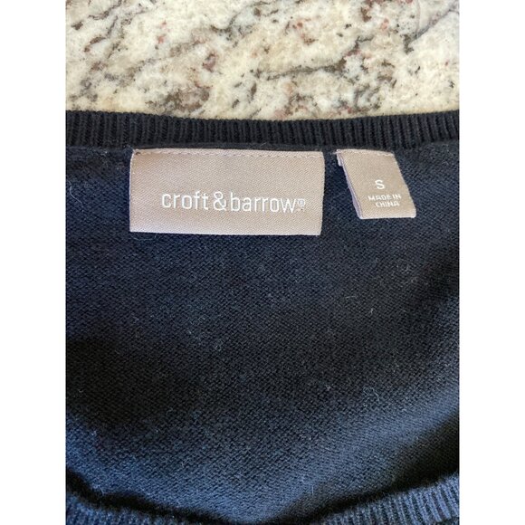 Croft Barrow Womens Cardigan Sweater Small Black Cotton Button-Front Y2K Career - Picture 3 of 11